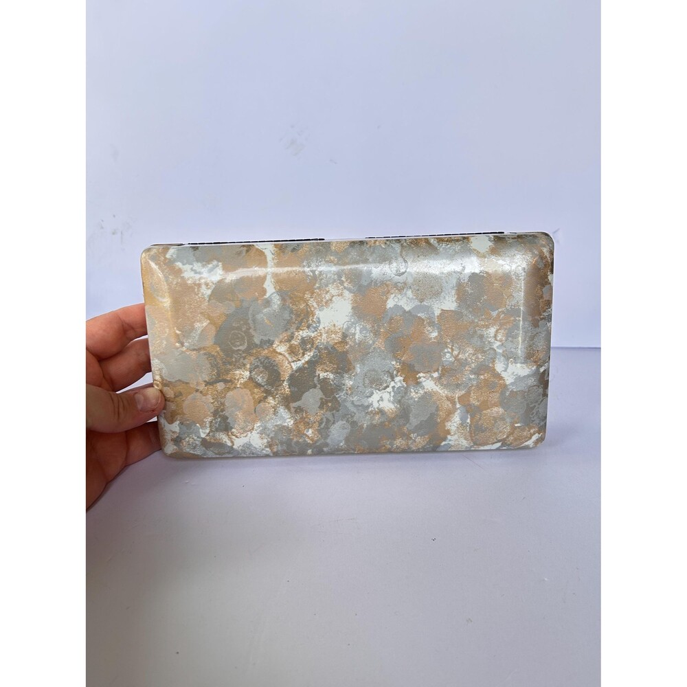 Vintage Mele & Co Marbled Travel Jewelry Box, MCM Clamshell Earring Case